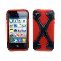 iPhone 4 4S X Case (Black-Red)